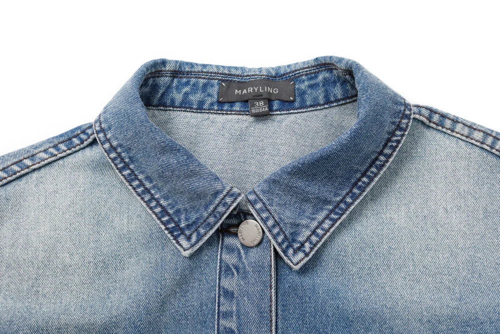 MARYLING Vintage Wash Denim Jacket with Belt