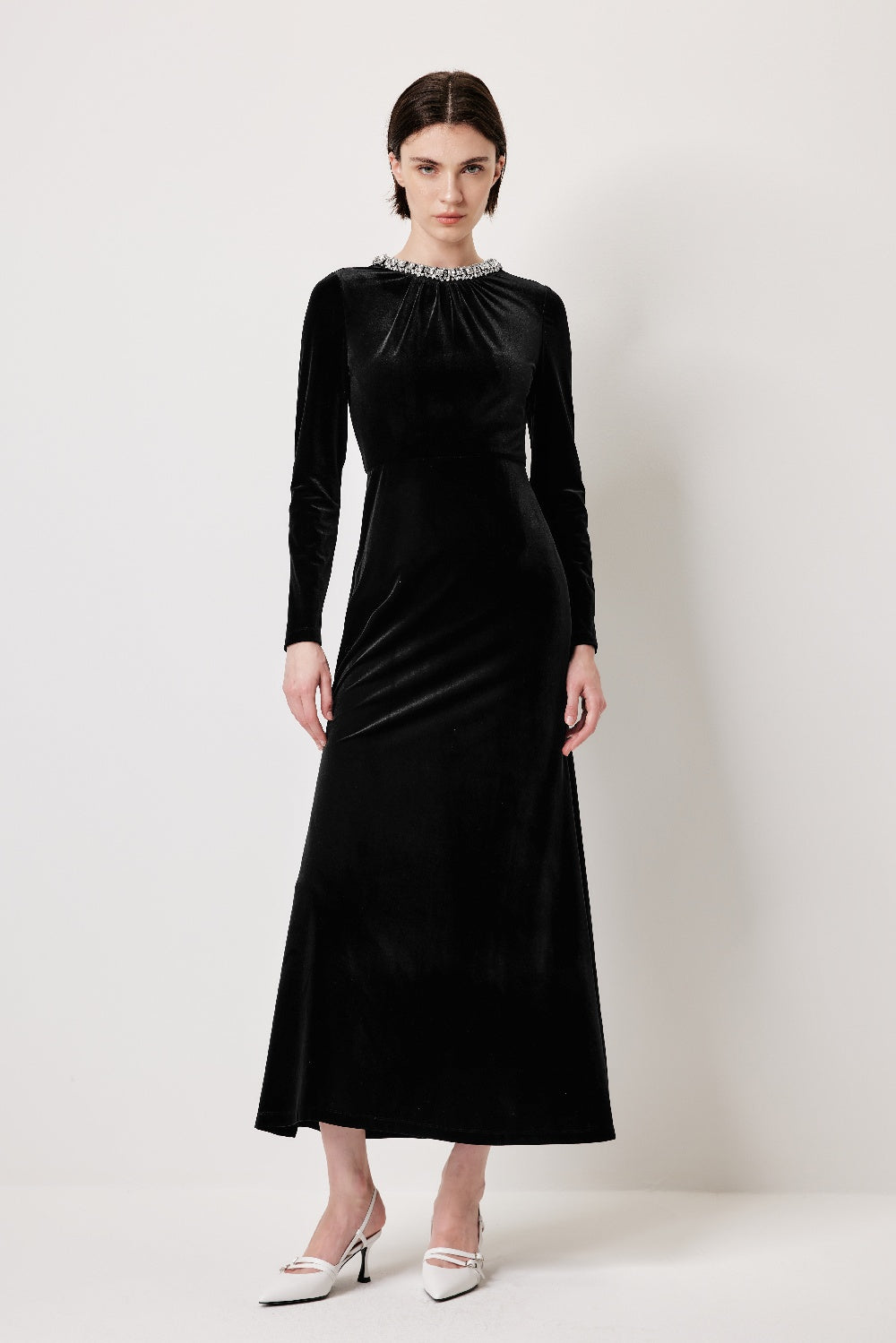MARYLING Black V‑Neck Evening Dresses
