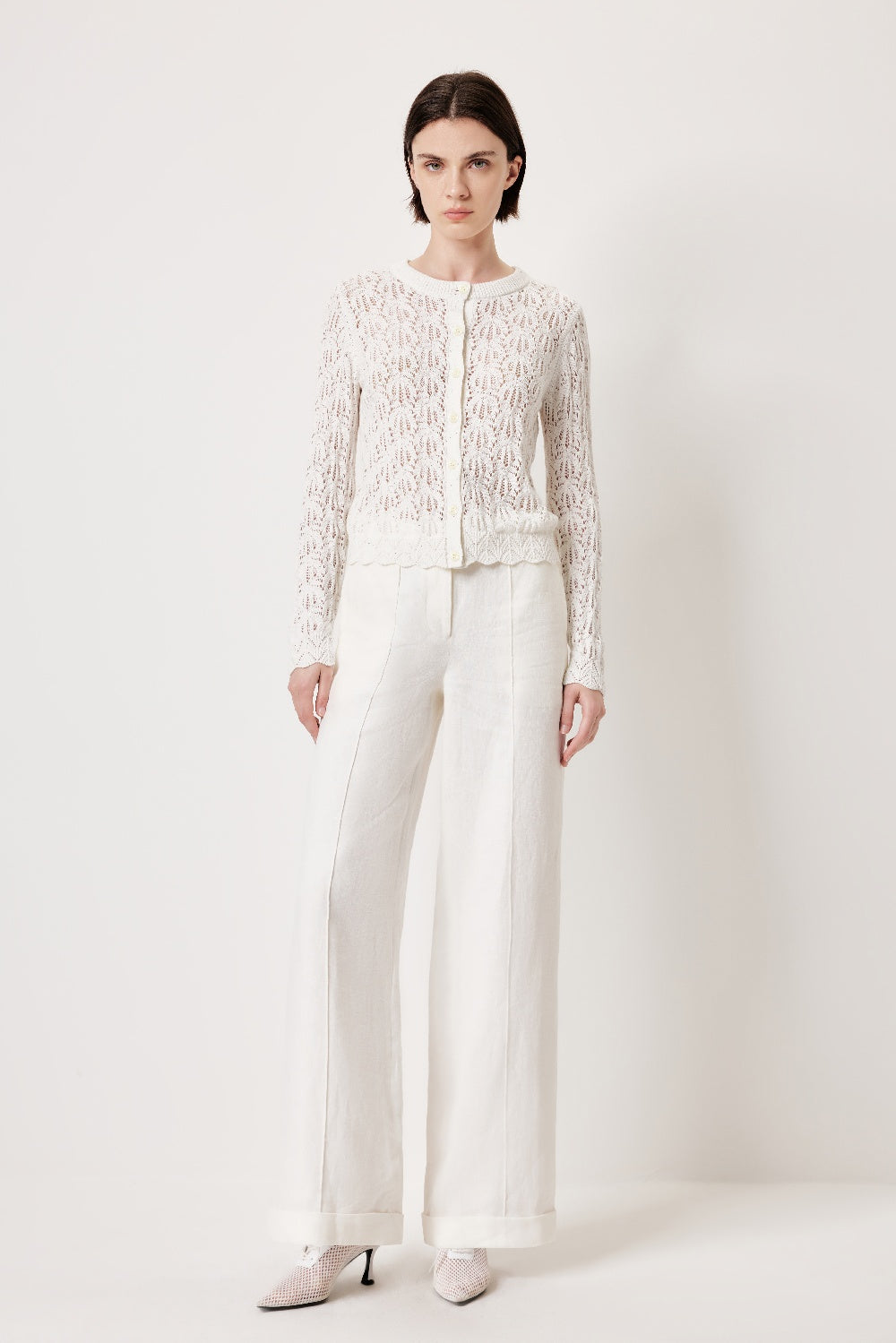 MARYLING White Simple Knit Cardigans