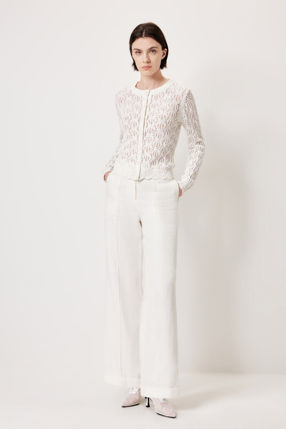 MARYLING White Simple Knit Cardigans