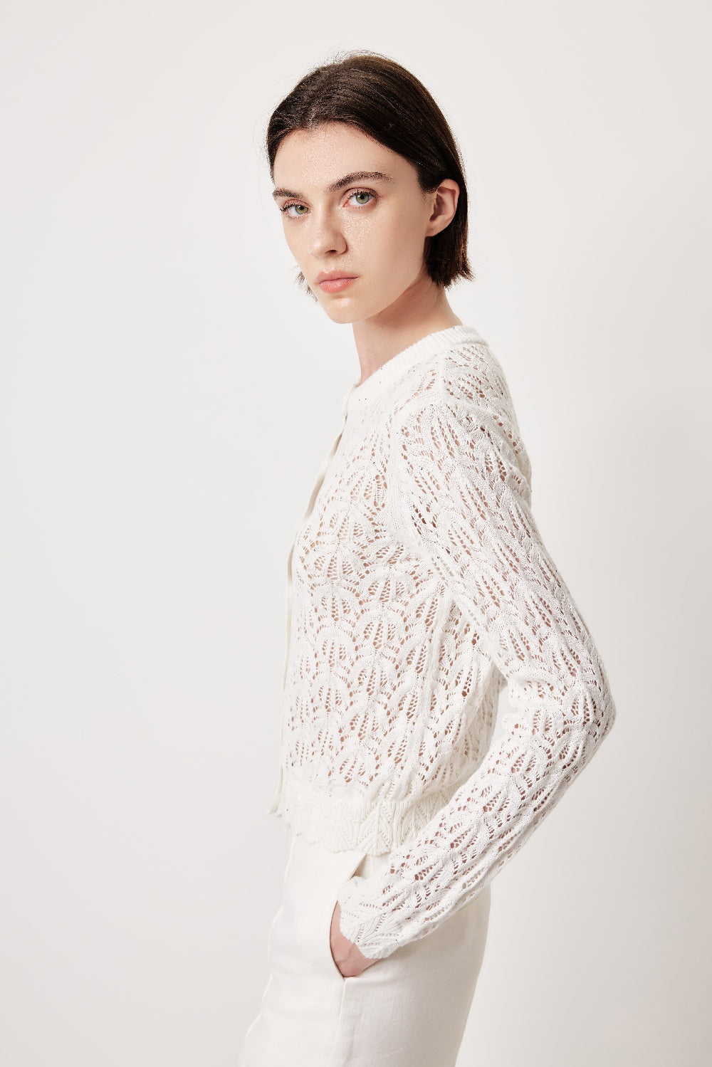 MARYLING White Simple Knit Cardigans