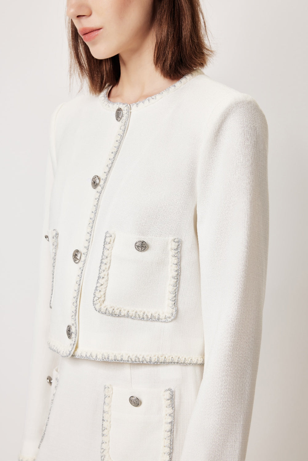 MARYLING White Minimalist Silhouette Jackets