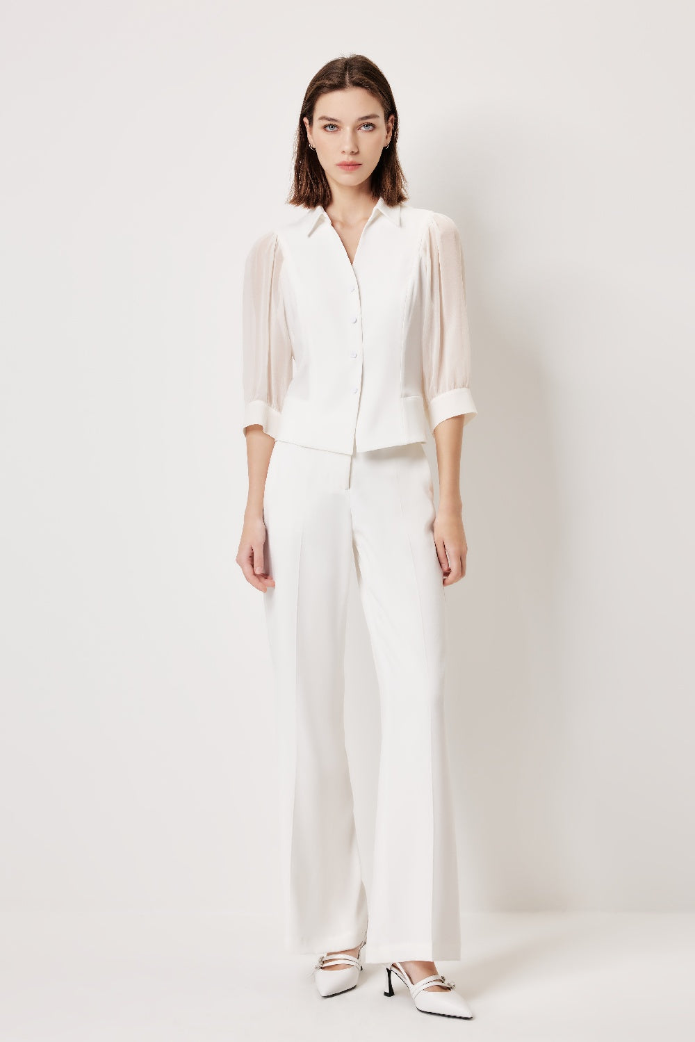 MARYLING Precision-Tailored Wide-Leg Trousers