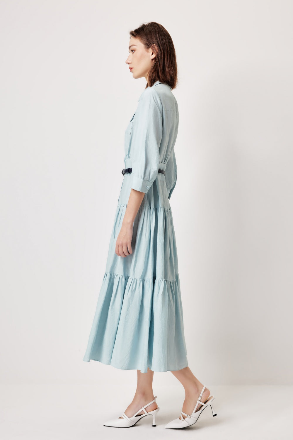 MARYLING Ice Blue Linen Blend Dresses