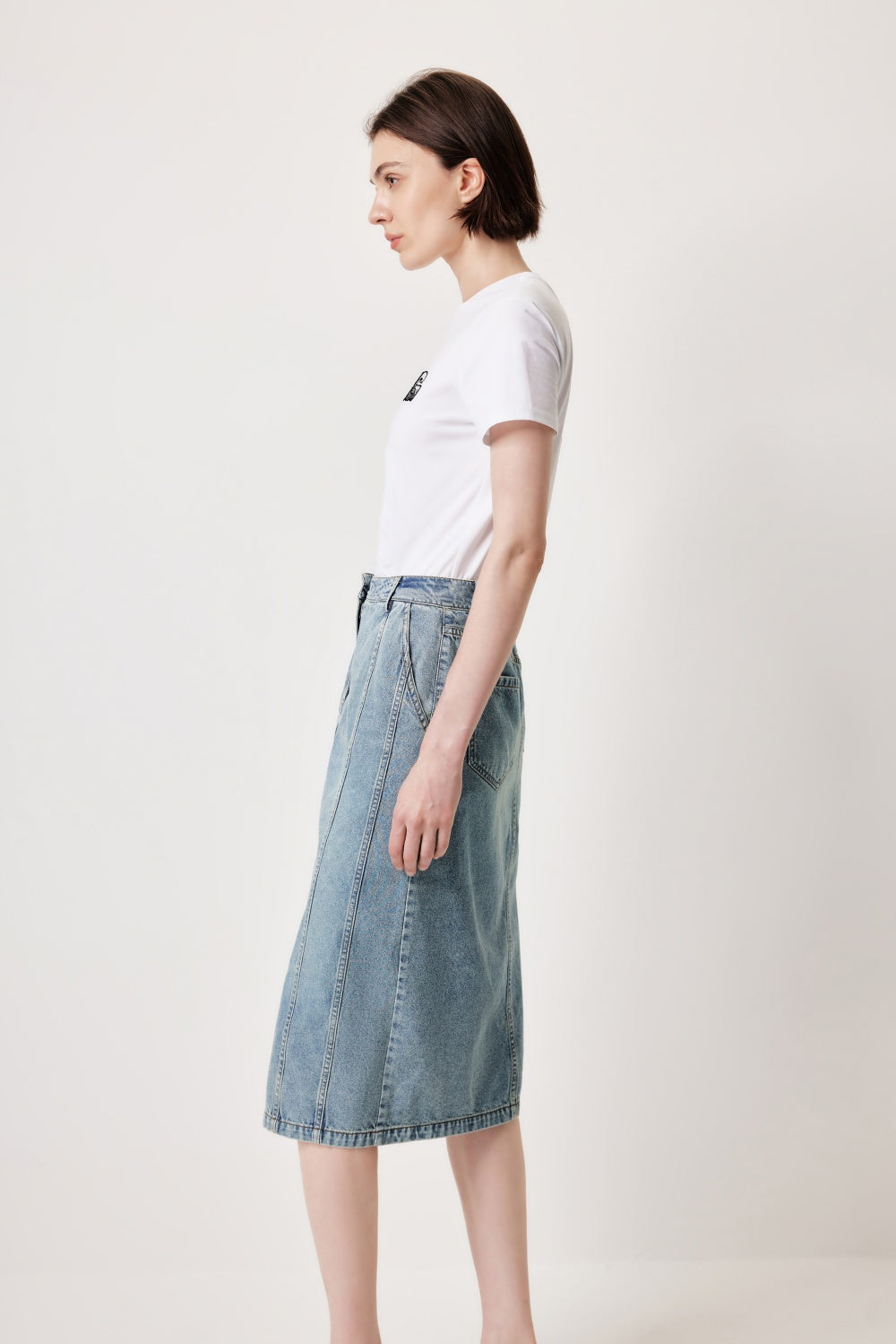 MARYLING Denim Blue Washed Vintage Denim Skirts