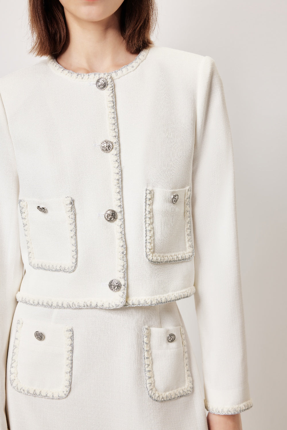 MARYLING 화이트 미니멀리스트 실루엣 스커트