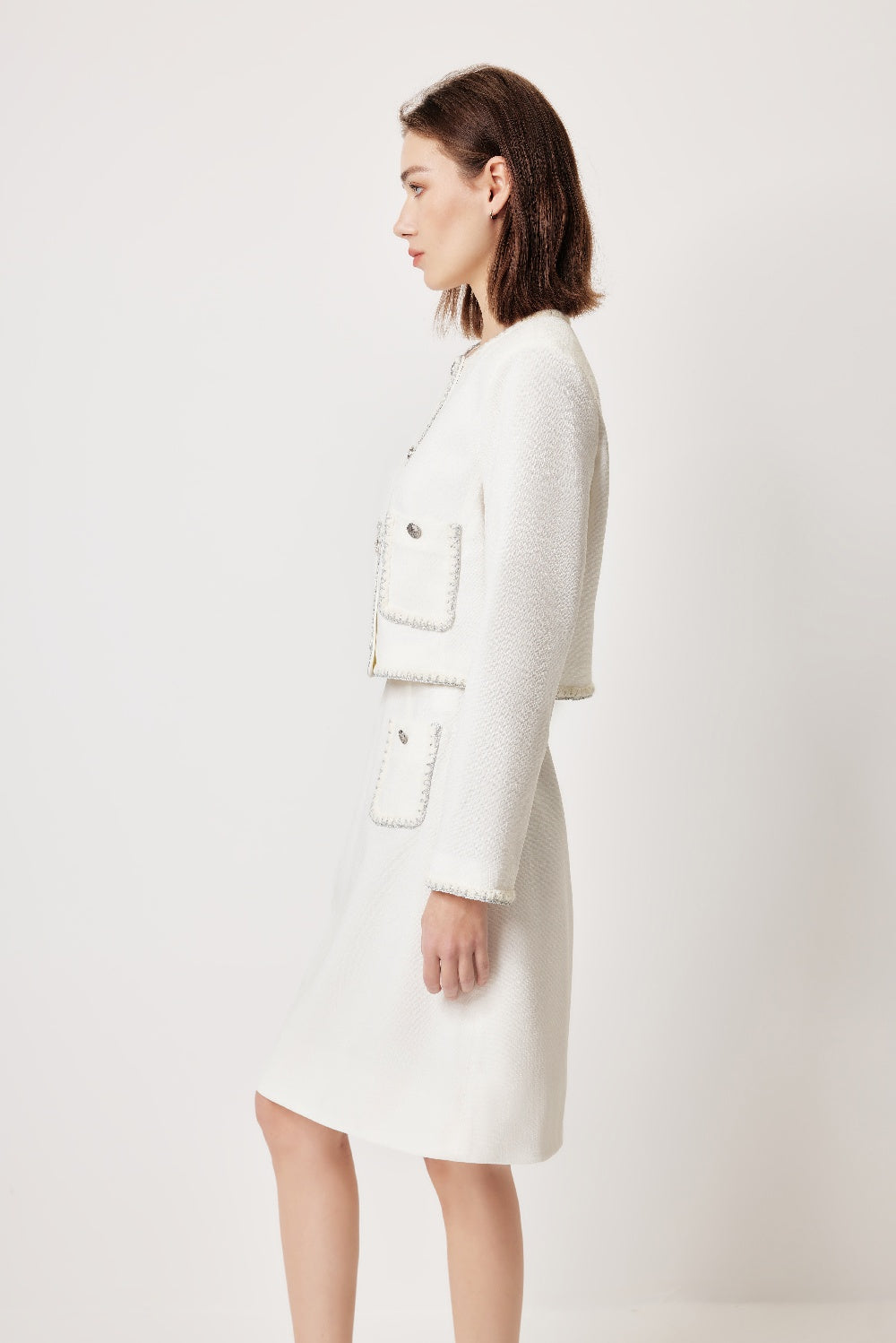 MARYLING 화이트 미니멀리스트 실루엣 스커트