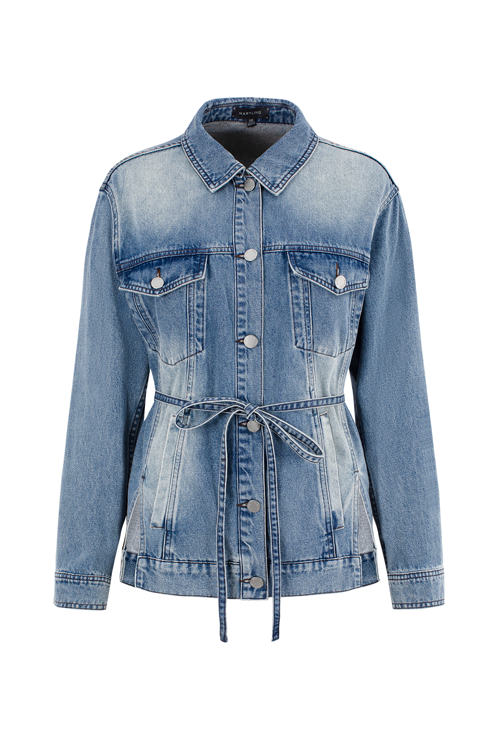 MARYLING Vintage Wash Denim Jacket with Belt