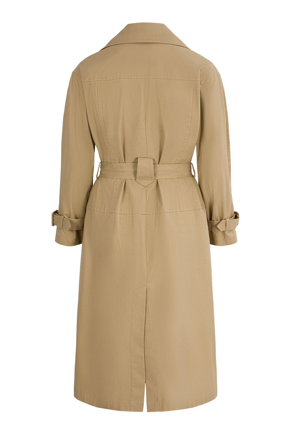 MARYLING Vintage‑Inspired Khaki Coat with Waist Belt