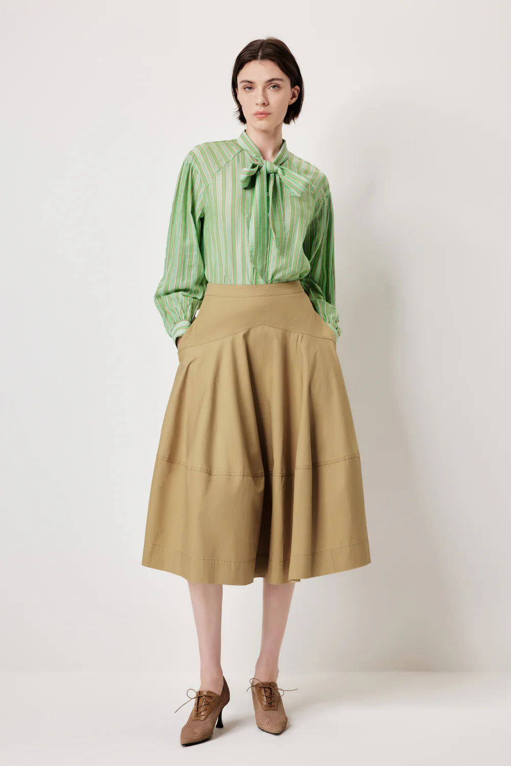 MARYLING Vintage-Inspired Khaki Classic Skirts