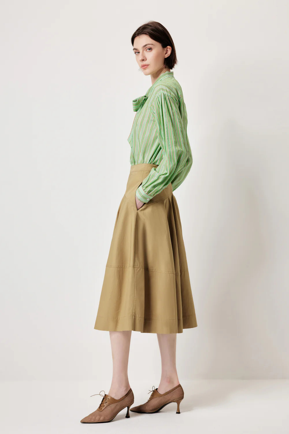 MARYLING Vintage-Inspired Khaki Classic Skirts