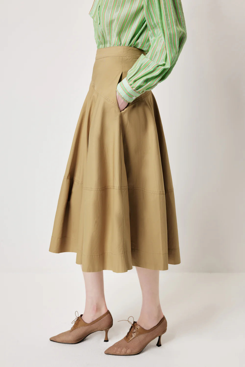 MARYLING Vintage-Inspired Khaki Classic Skirts