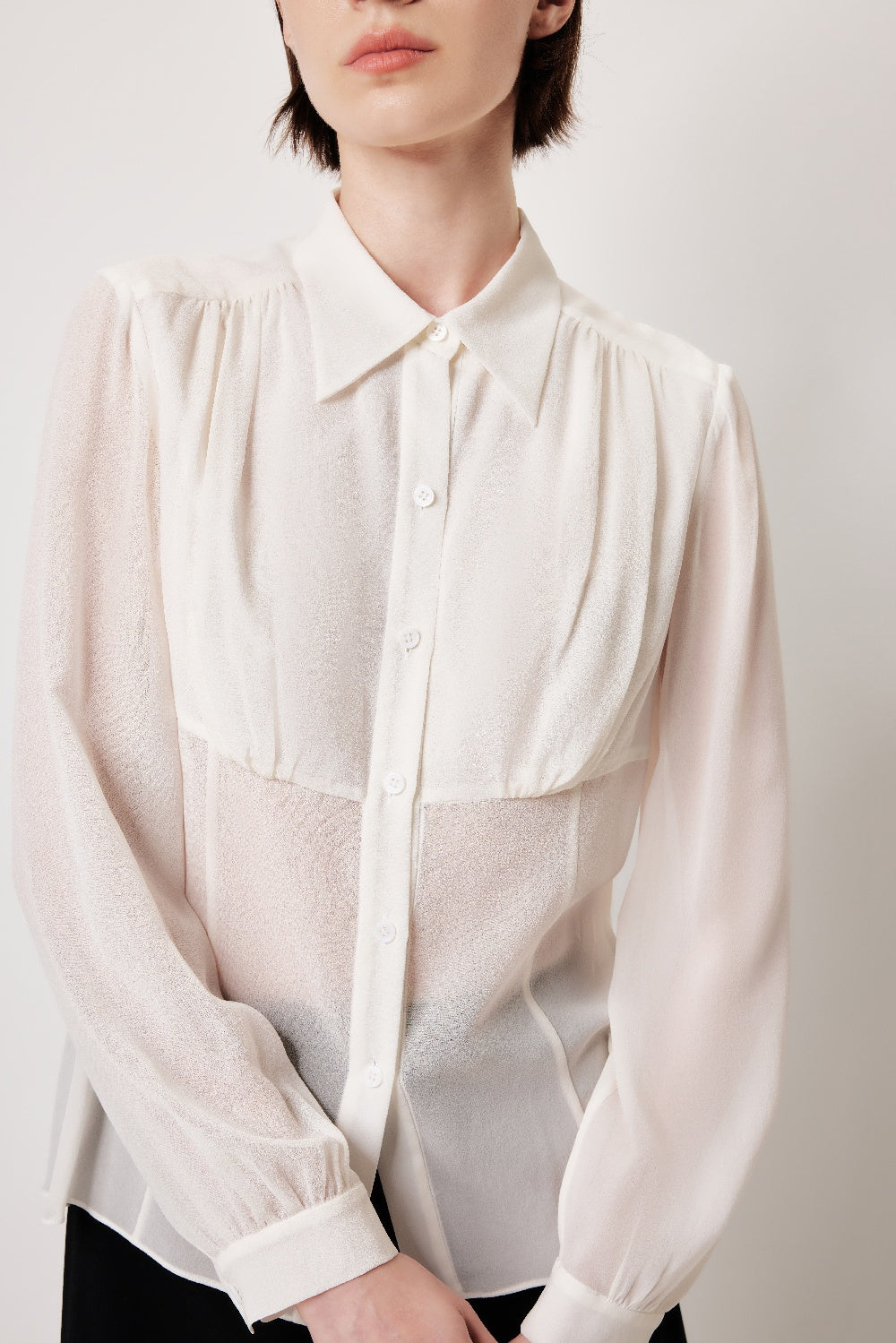MARYLING Luminous Silk Relaxed Tailored Blouses