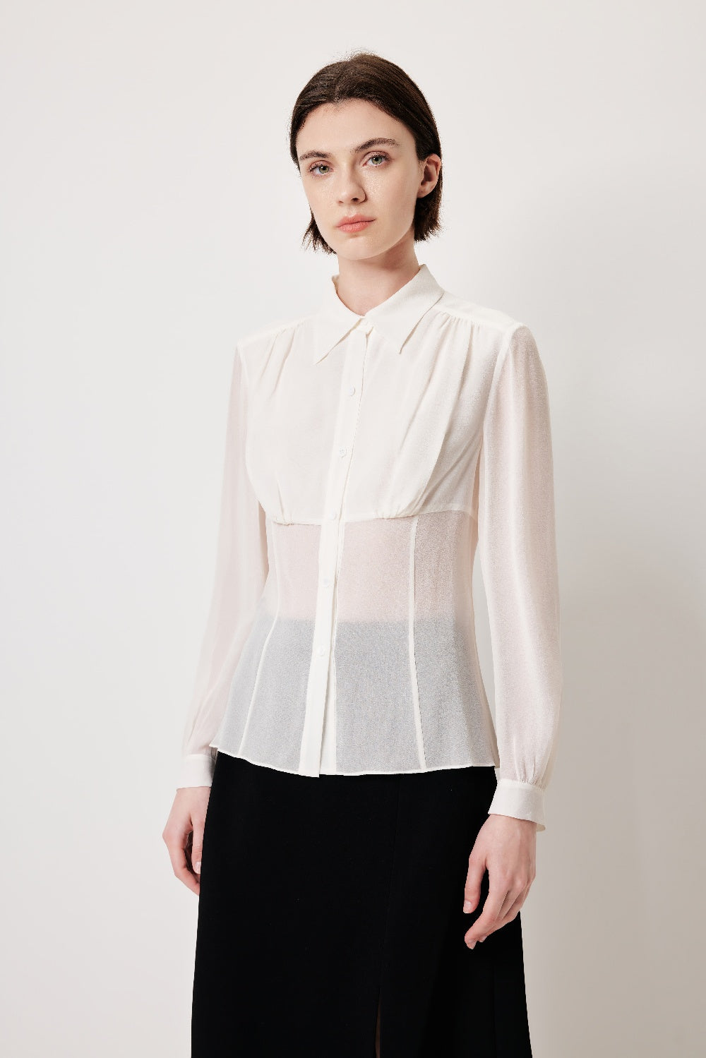MARYLING Luminous Silk Relaxed Tailored Blouses