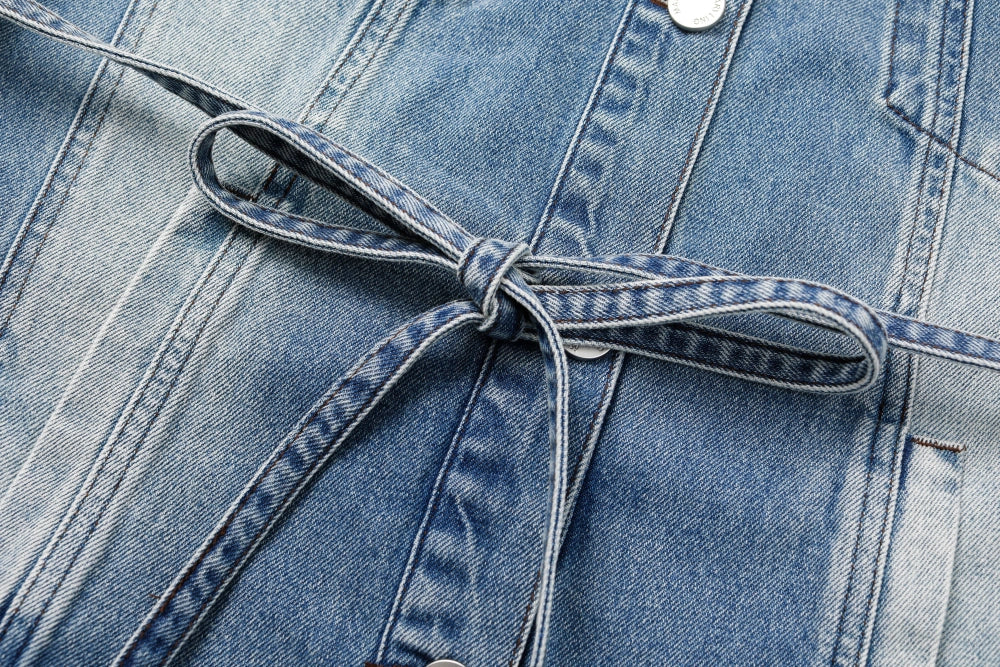 MARYLING Vintage Wash Denim Jacket with Belt