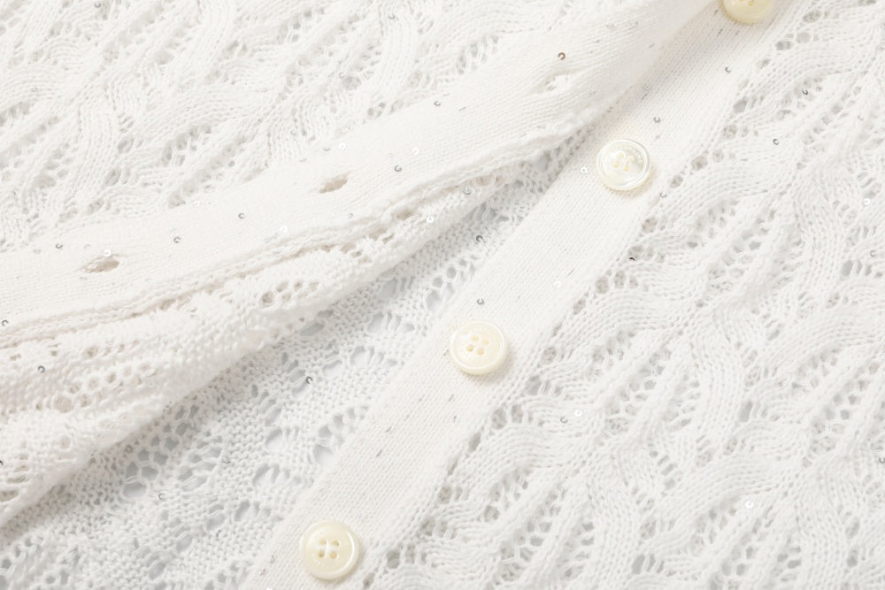 MARYLING White Simple Knit Cardigans
