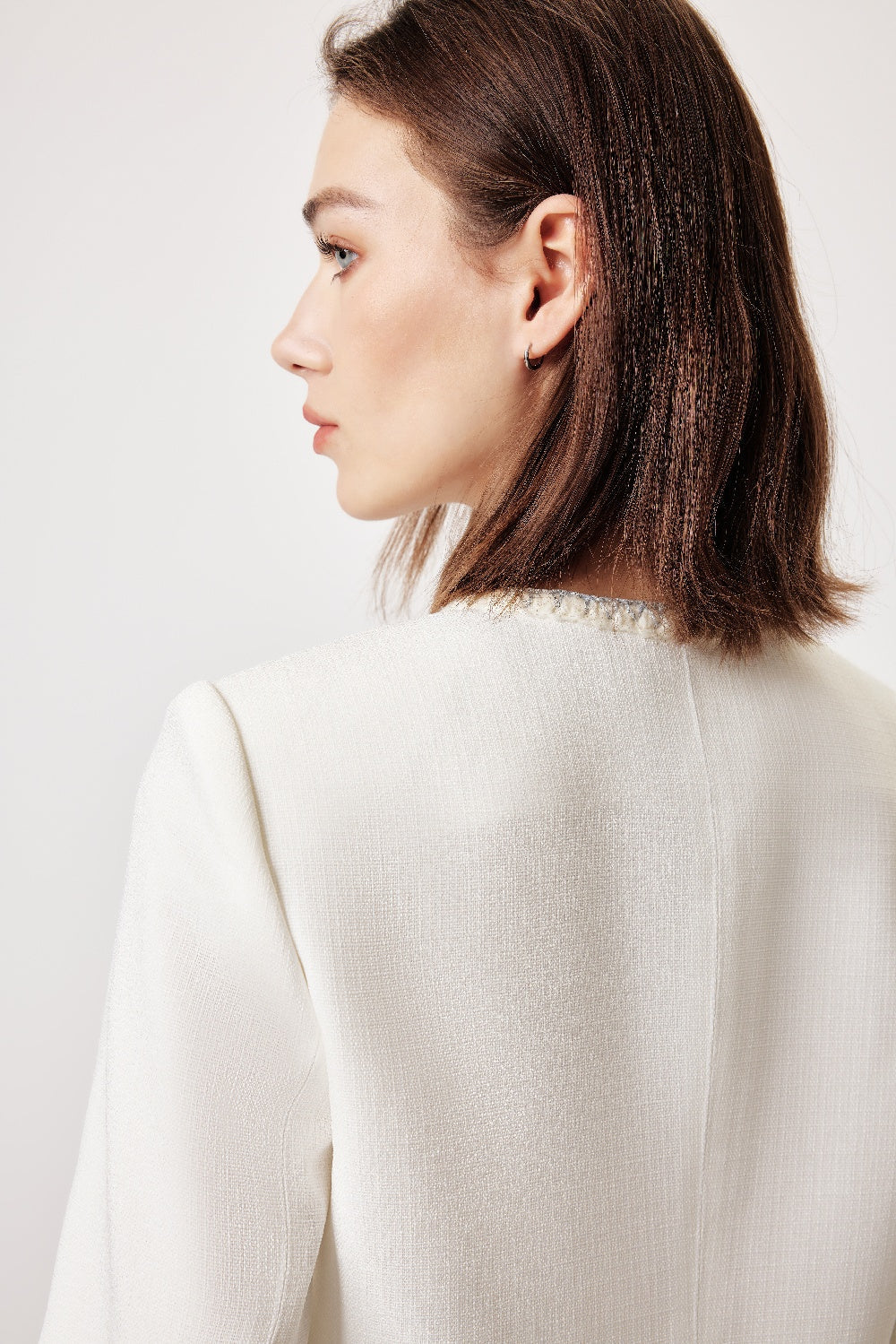 MARYLING White Minimalist Silhouette Jackets