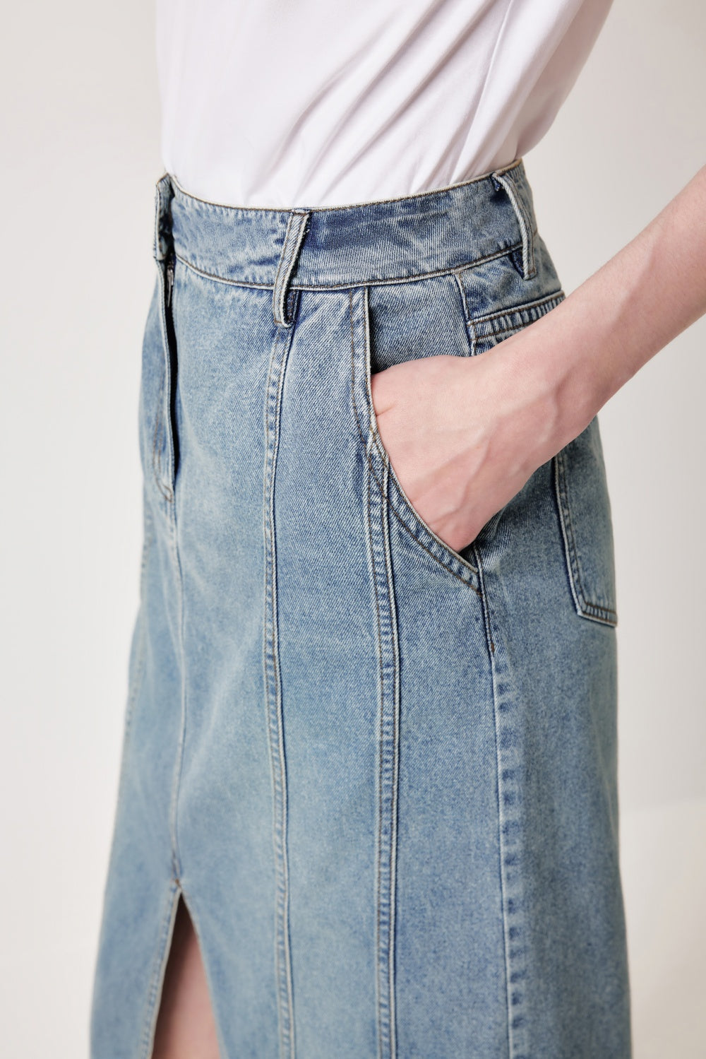 MARYLING Denim Blue Washed Vintage Denim Skirts