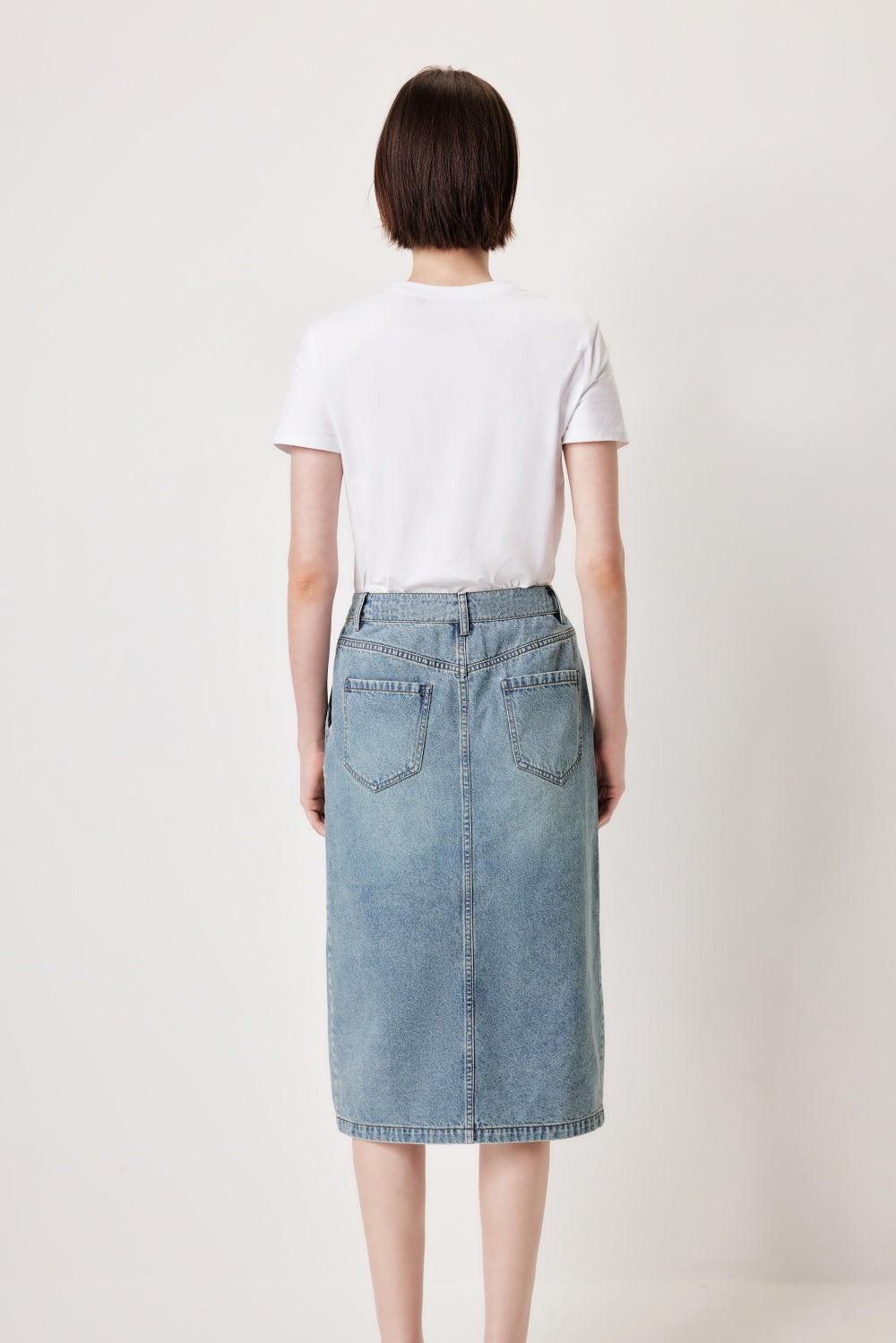 MARYLING Denim Blue Washed Vintage Denim Skirts