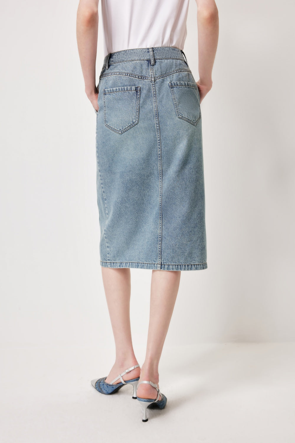 MARYLING Denim Blue Washed Vintage Denim Skirts