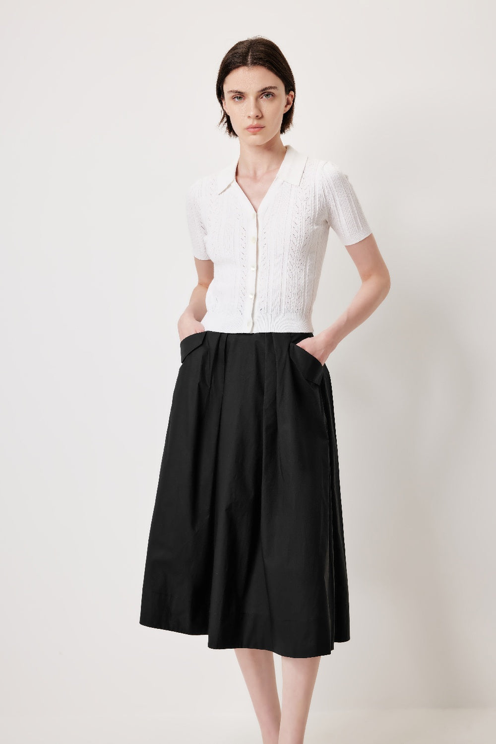 MARYLING Black Simple A-Line Skirts