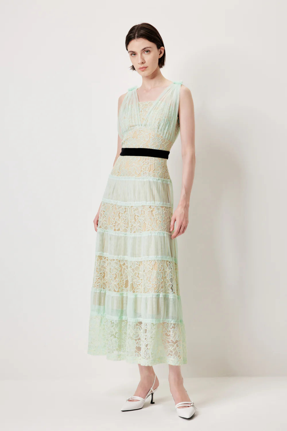 MARYLING 레이스 섹시 허리 강조 이브닝 가운